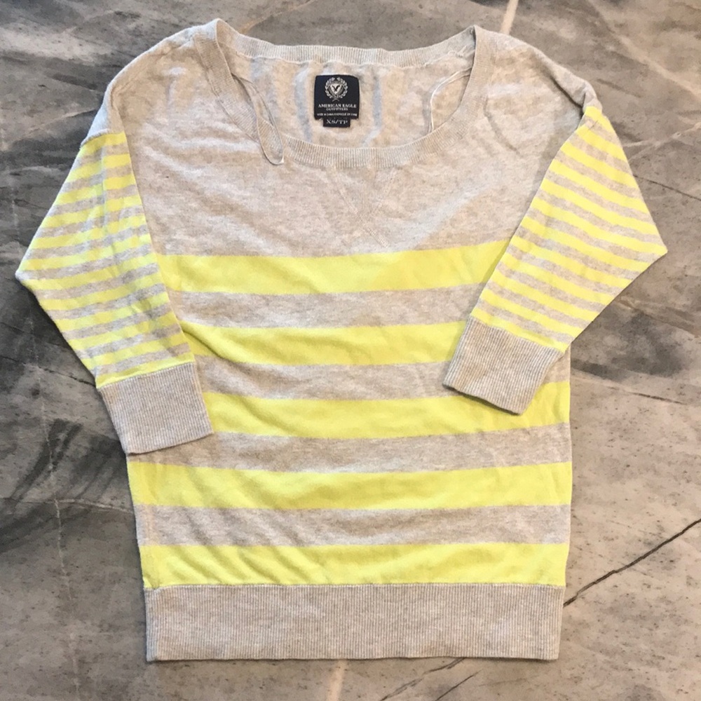 Green And Gray Striped Light Sweater